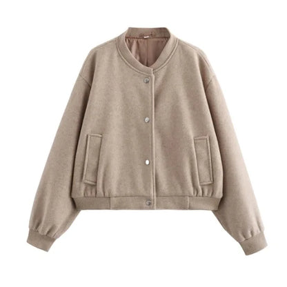 Women’s Cropped Bomber Jacket – Autumn/Winter Streetwear.