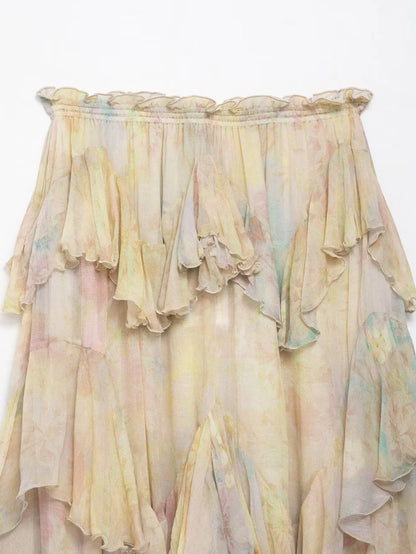 Women’s Printed Tiered Long Skirt