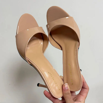 Women’s Thin Heel Round-Toe Slides