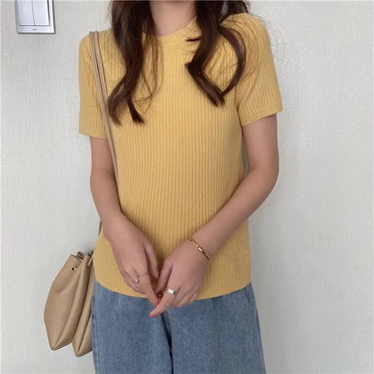 Blusas Mujer Blouses Top FemmeTops Women Blusas Mujer De Moda 2025 Verano Short Sleeve Knit Blouse Women Knitted Pullovers