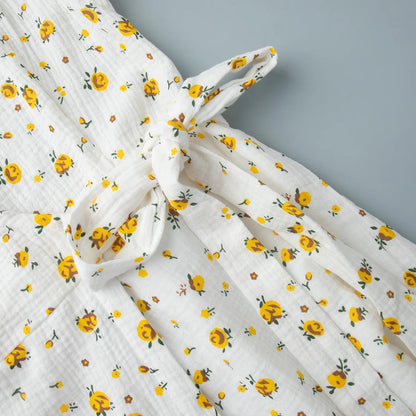 Women’s Floral Cotton Dress – V-Neck Short Sleeve Tunic for Summer
