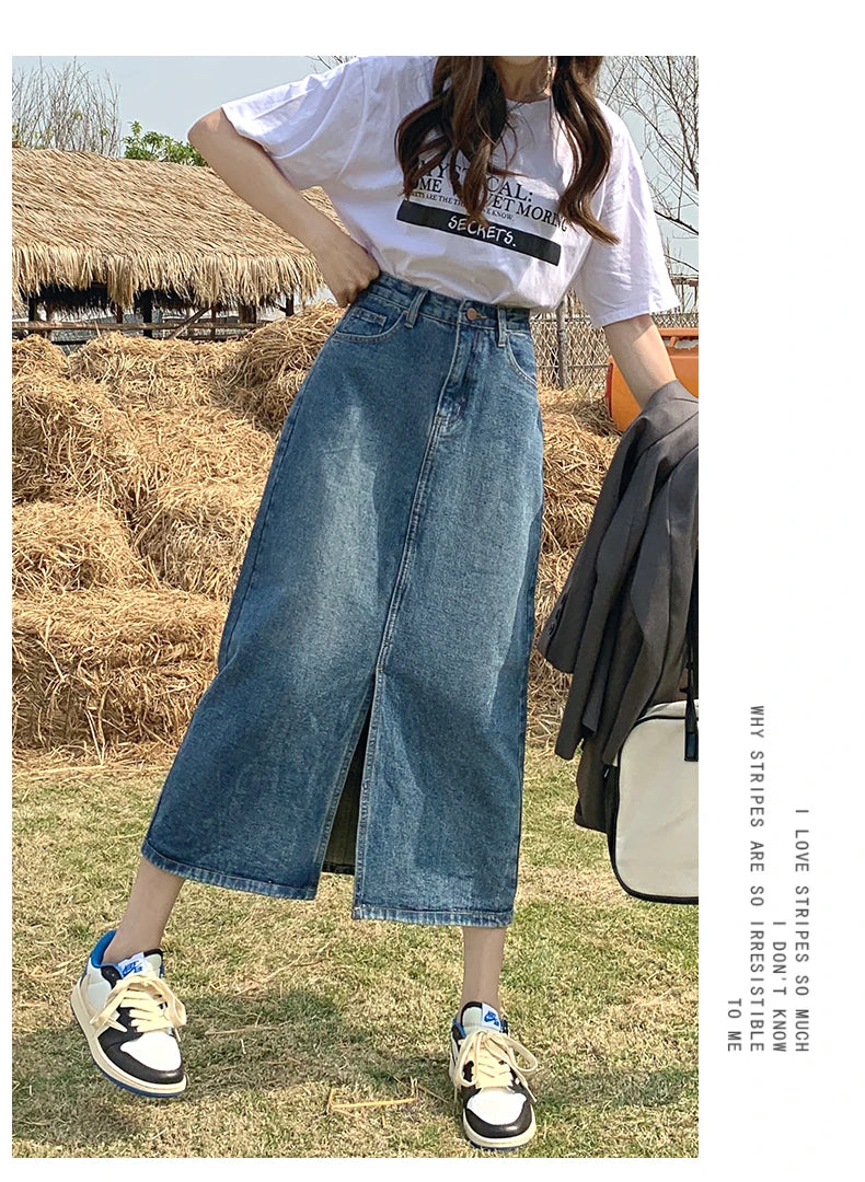 Women’s High-Waist Denim A-Line Skirt