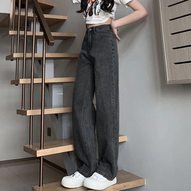 Women’s Vintage Wide-Leg High-Waist Jeans – Denim Pants