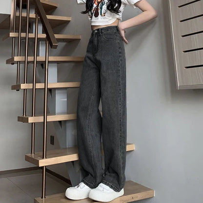 Women’s Vintage Wide-Leg High-Waist Jeans – Denim Pants
