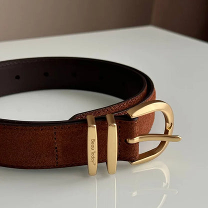 Women’s Leather Gold Buckle Belt