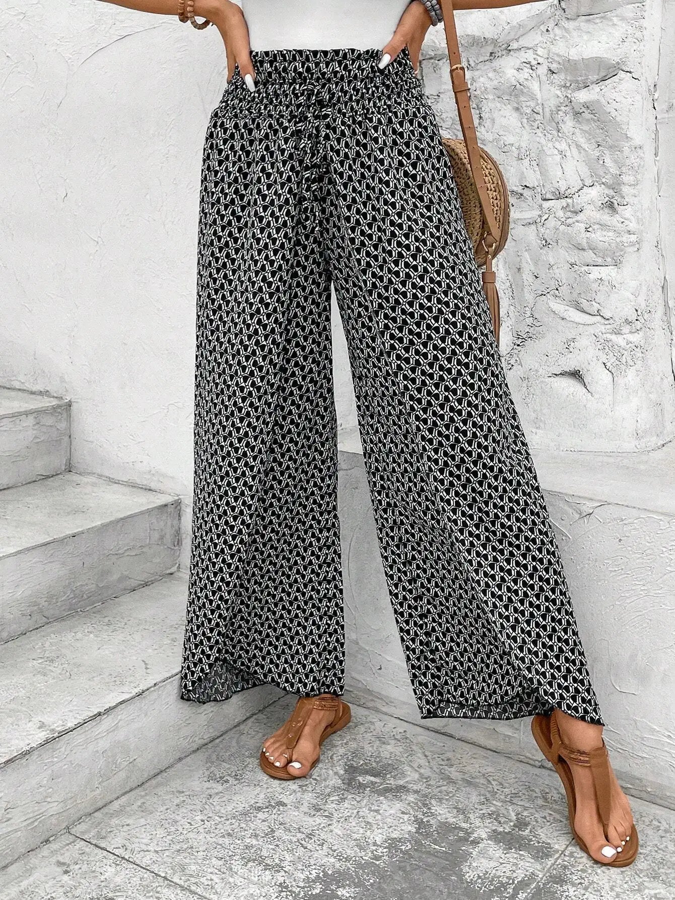 Women’s Summer Floral Wide-Leg Skirt Pants – Fashionable Trousers