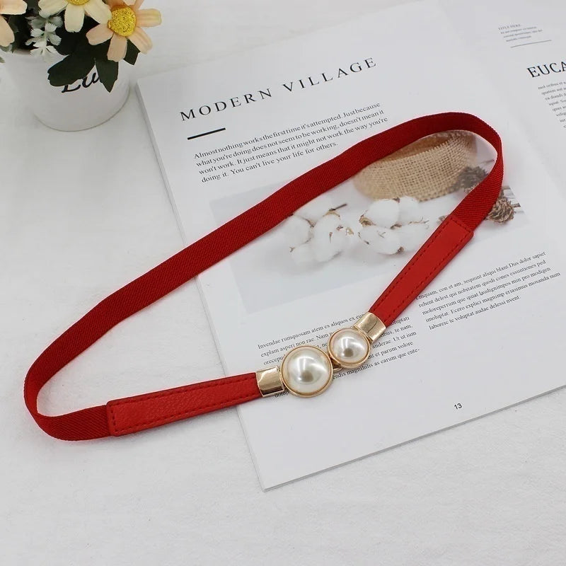 Women’s Double Pearl Elastic Belt