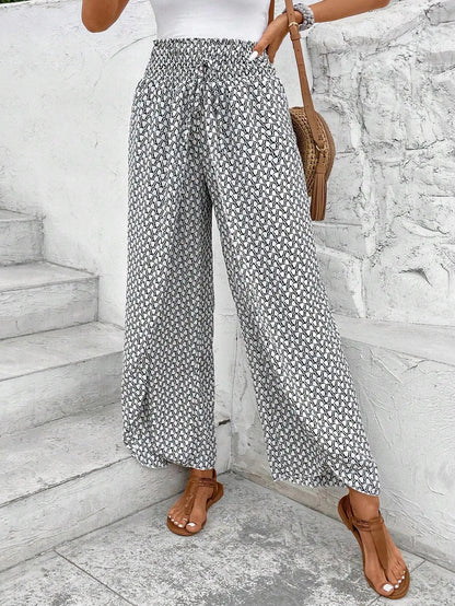 Women’s Summer Floral Wide-Leg Skirt Pants – Fashionable Trousers