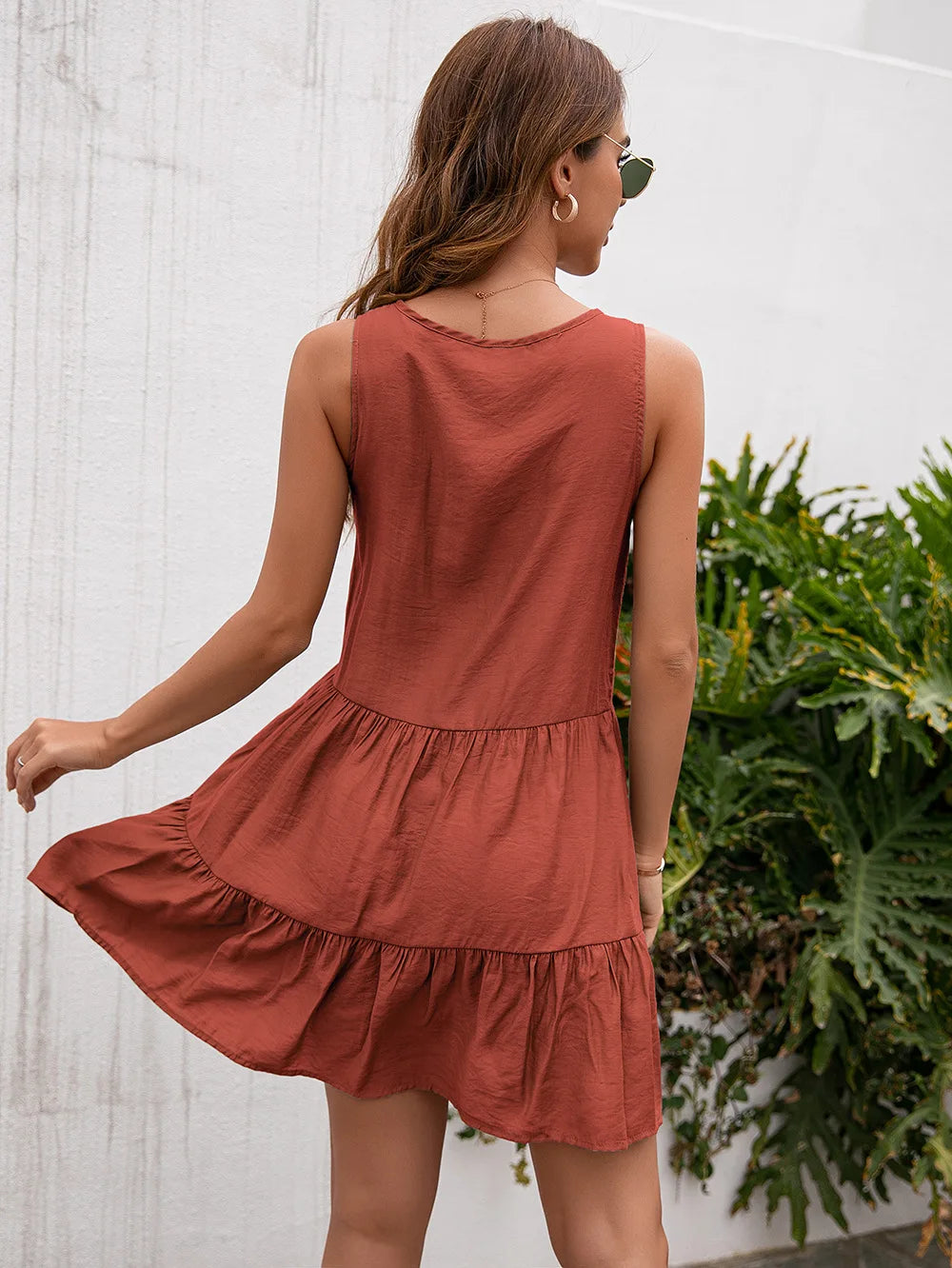 Women’s High-Waist Tassel Lace Mini Dress – Sleeveless Summer Sundress