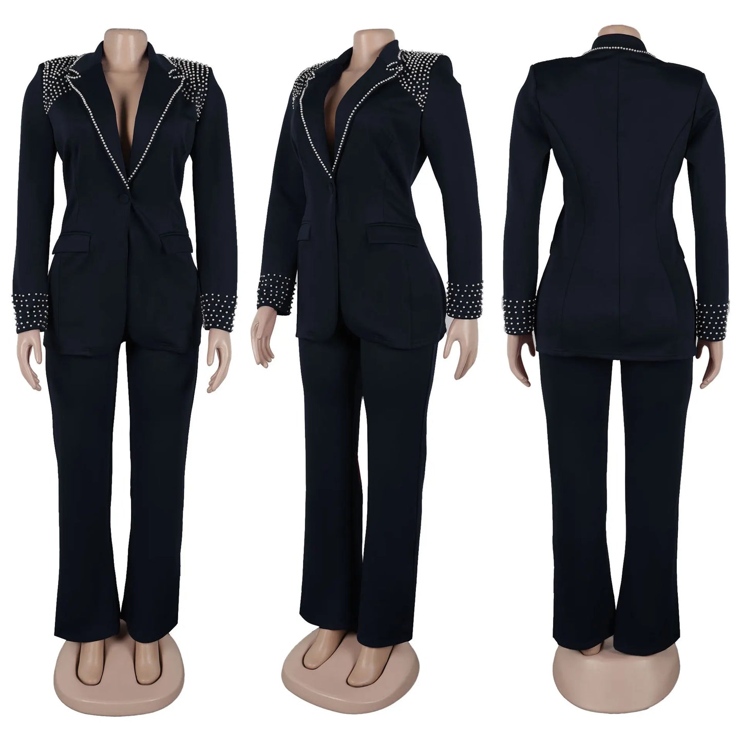 Women’s Two-Piece Pant Set – Y2K Blazer & High-Waist Slim Pants