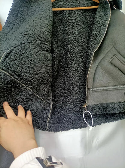 Women’s Faux Fur Shearling Winter Jacket.