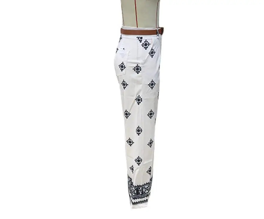 New Fashion Printed Bohemian High Waist Wide Leg Pants For Women