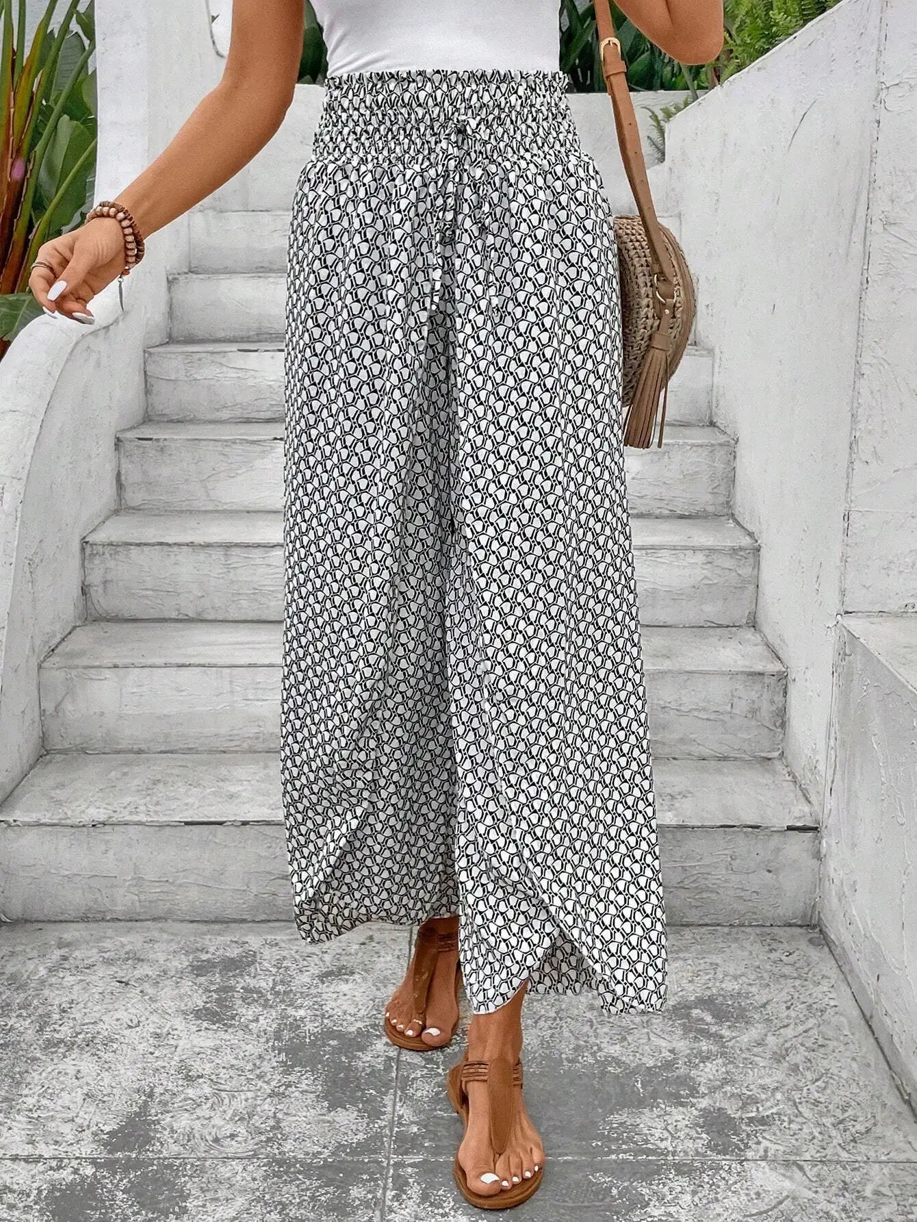 Women’s Summer Floral Wide-Leg Skirt Pants – Fashionable Trousers