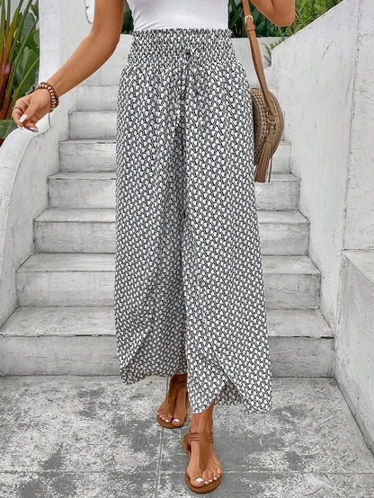 Women’s Summer Floral Wide-Leg Skirt Pants – Fashionable Trousers