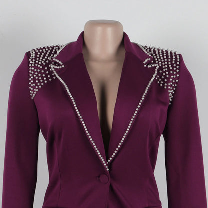 Women’s Two-Piece Pant Set – Y2K Blazer & High-Waist Slim Pants