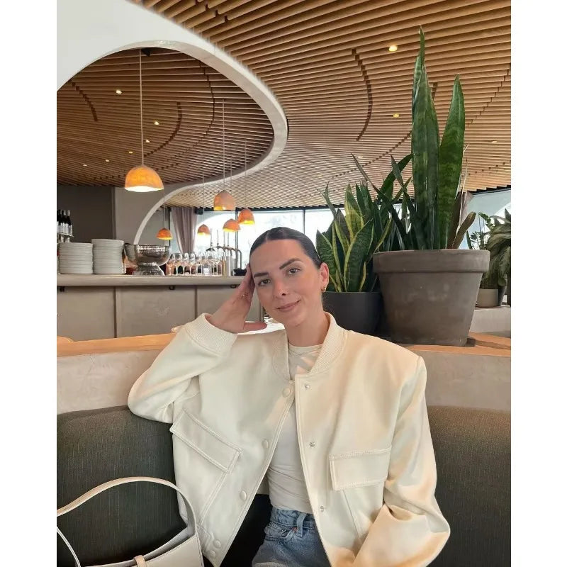Women’s White Bomber Jacket