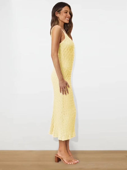 Women’s Solid Color Skinny Dress – Elegant Sexy Evening Gown