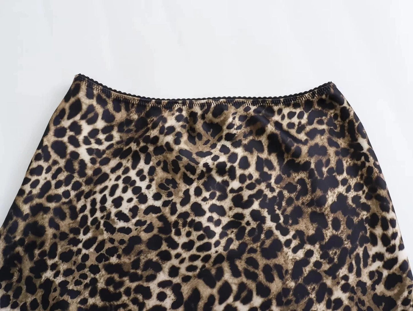Women’s Leopard Print Satin Midi Skirt