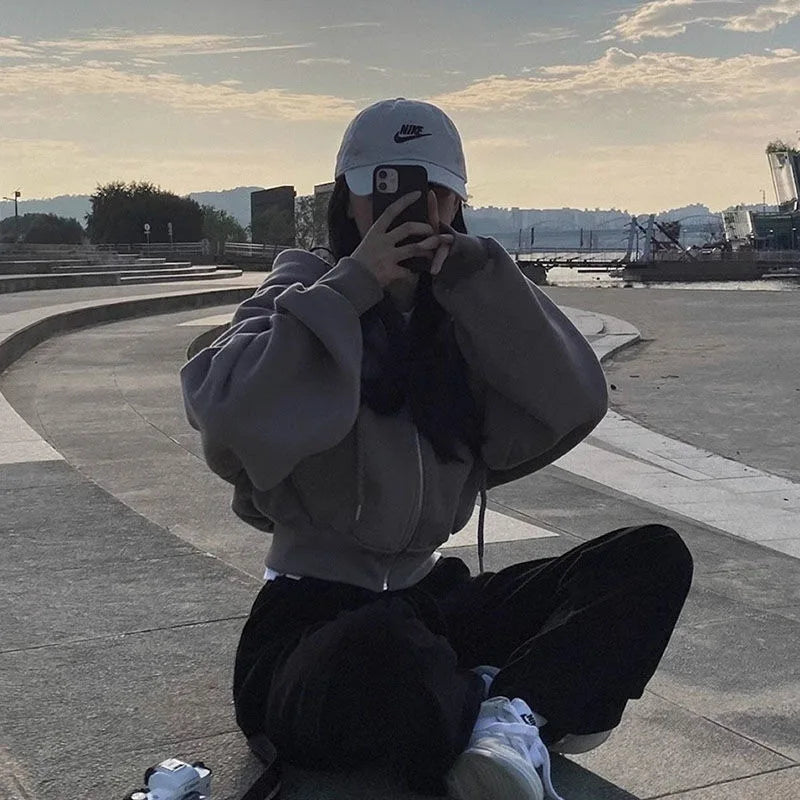 Women’s Retro Oversized Zip-Up Hoodie