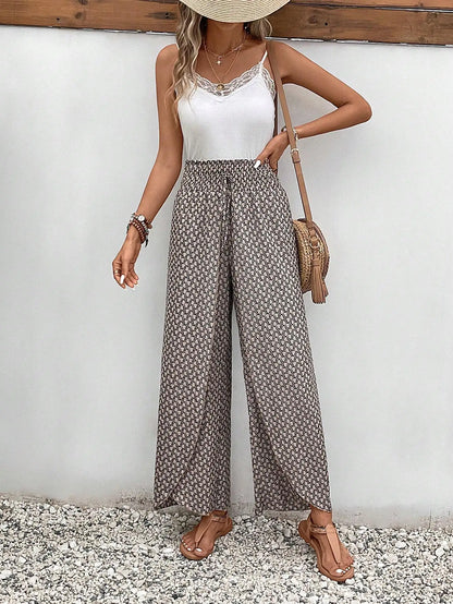 Women’s Summer Floral Wide-Leg Skirt Pants – Fashionable Trousers