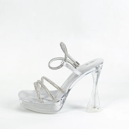 Women’s Clear Platform Rhinestone Sandals