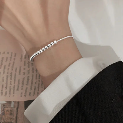 Unisex 925 Sterling Silver Bead Bracelet