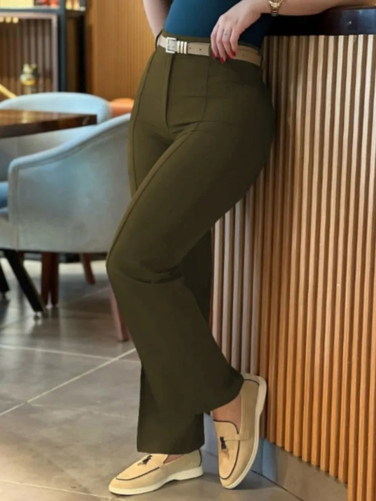 Women’s High-Waist Straight Work Pants – Slim Fit Elegant Trousers