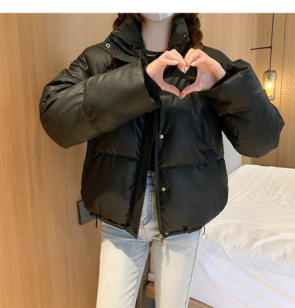 Women’s Short PU Leather Padded Jacket