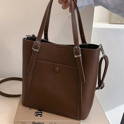 Women’s Designer Leather Handbag – Gold Accent