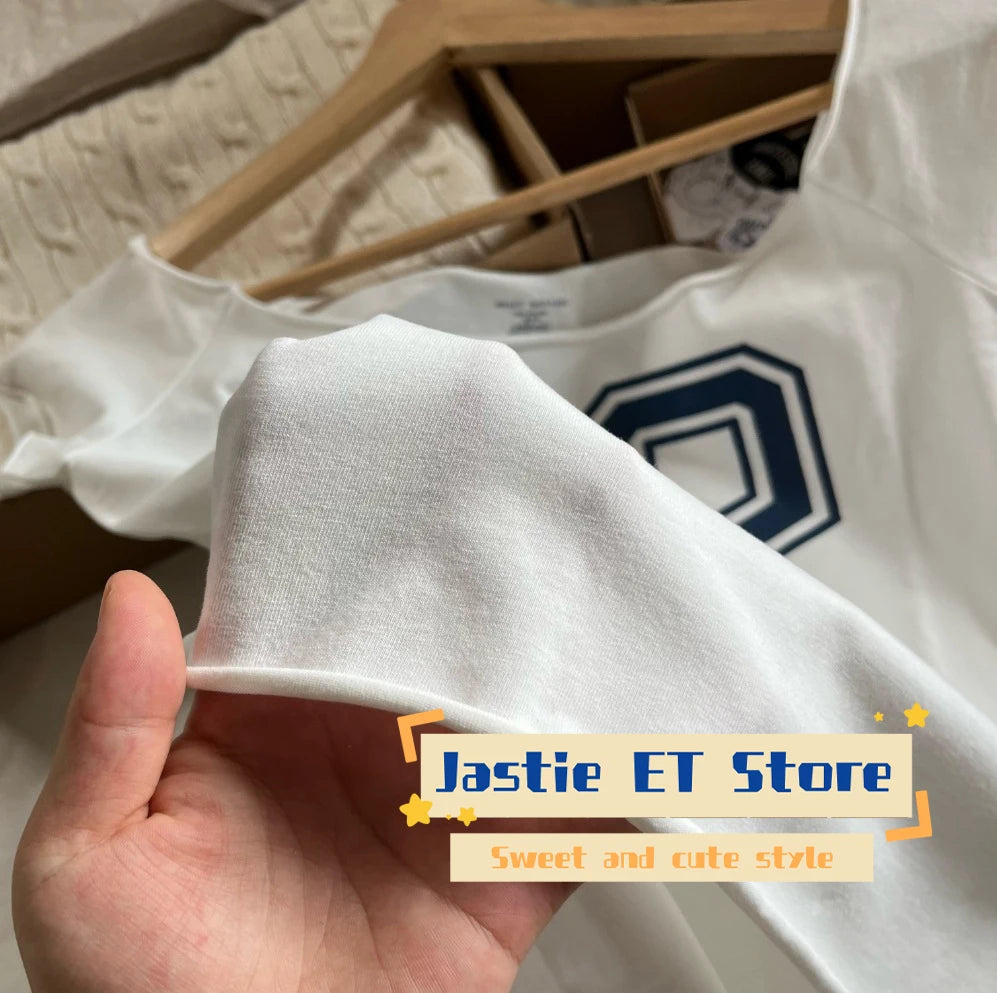 28 Graphic Print T-Shirts Woman Summer Slash Neck Short Sleeve Cotton Tees American Vintage Streetwear Raw Hem Crop Top T-shirts