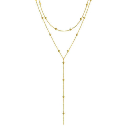 Women’s Gold Plated Layered Lariat Necklace