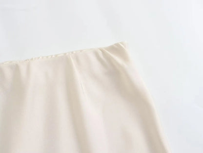 Women’s Satin High-Waist Midi Skirt