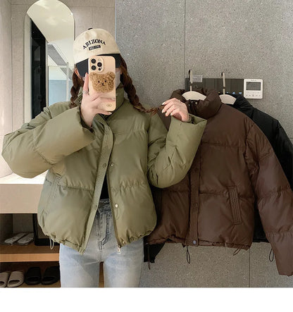 Women’s Short PU Leather Padded Jacket