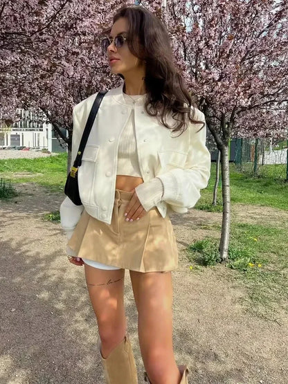 Women’s White Bomber Jacket