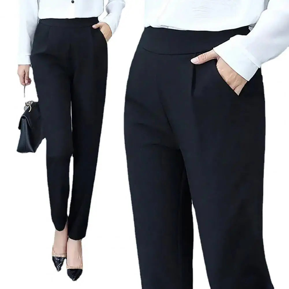 Women’s High-Waist Solid Suit Pants – Elegant Office & Business Trousers