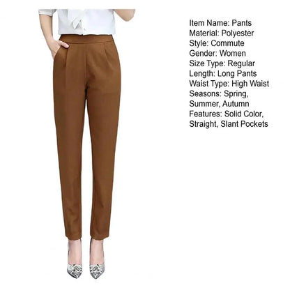 Women’s High-Waist Solid Suit Pants – Elegant Office & Business Trousers