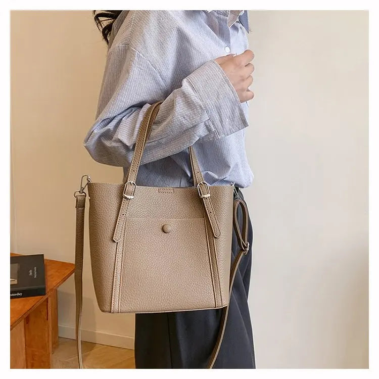 Women’s Designer Leather Handbag – Gold Accent