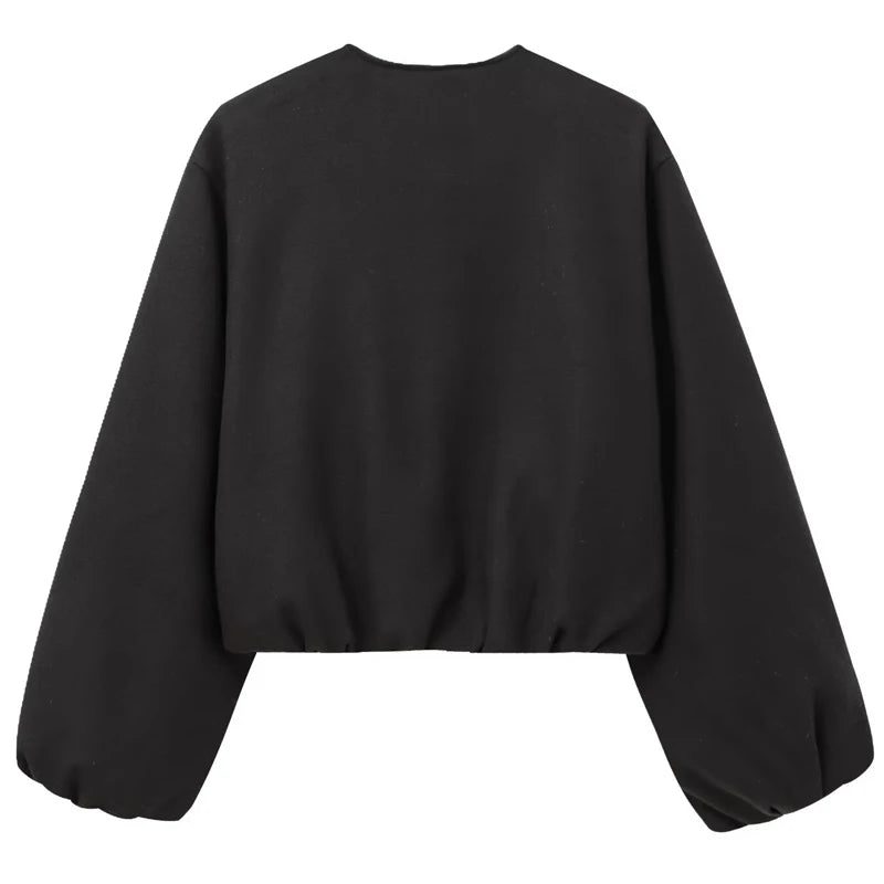 Women’s Tweed Cropped Bomber Jacket – Autumn/Winter