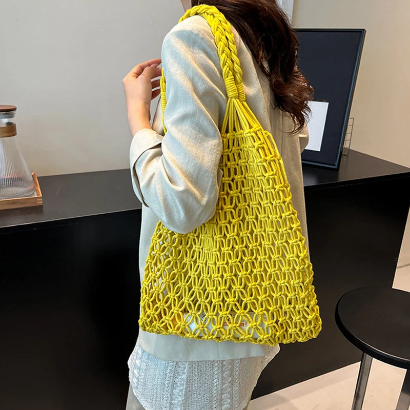 Women’s Hand-Woven Hollow Shoulder Tote
