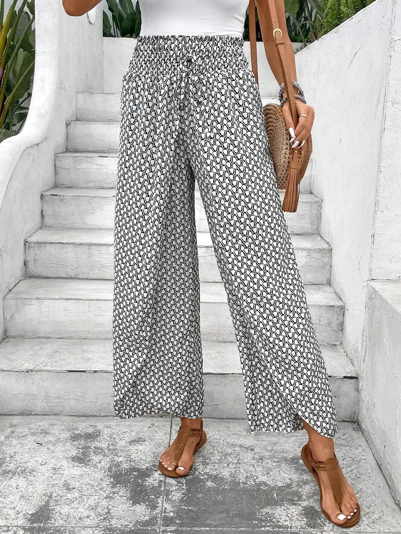 Women’s Summer Floral Wide-Leg Skirt Pants – Fashionable Trousers
