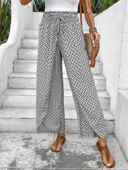 Women’s Summer Floral Wide-Leg Skirt Pants – Fashionable Trousers
