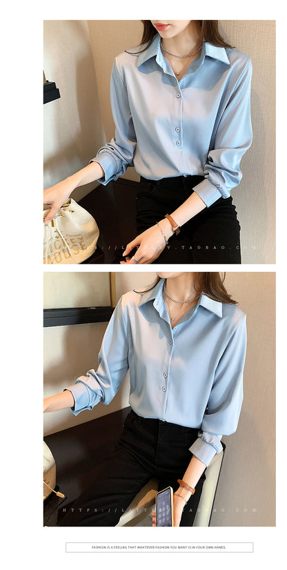 Casual Chiffon Blouse – Long Sleeve, Loose Fit
