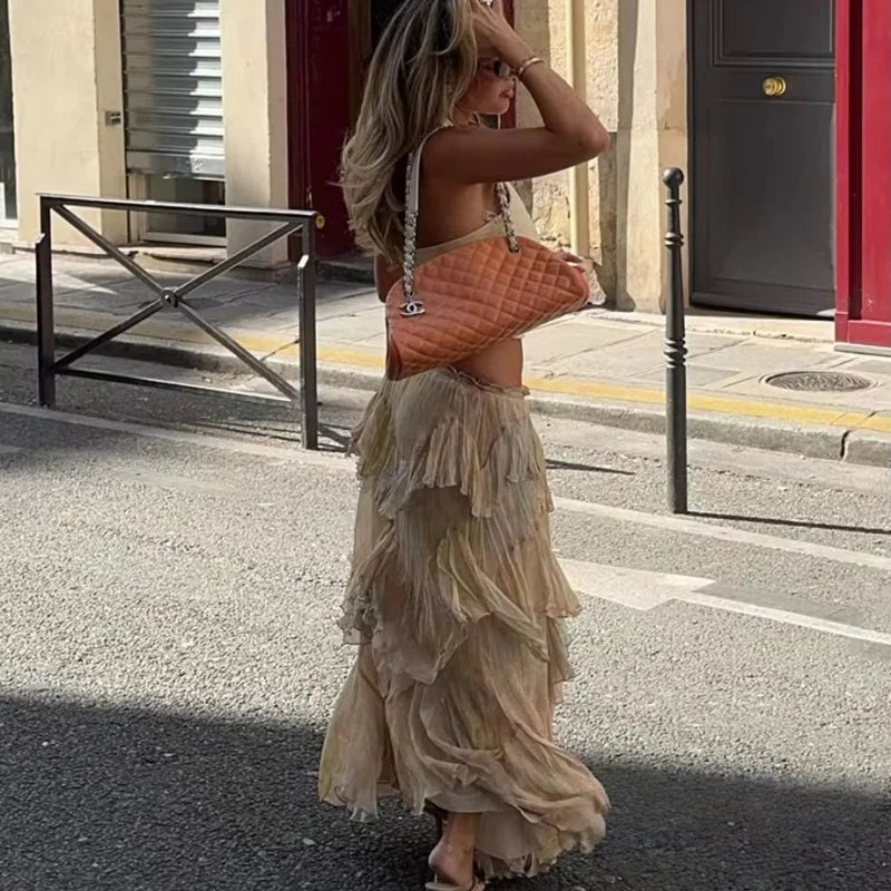 Women’s Printed Tiered Long Skirt