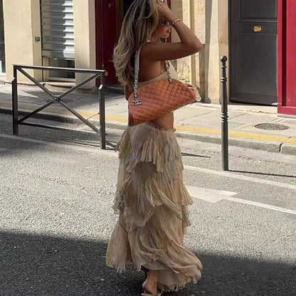 Women’s Printed Tiered Long Skirt
