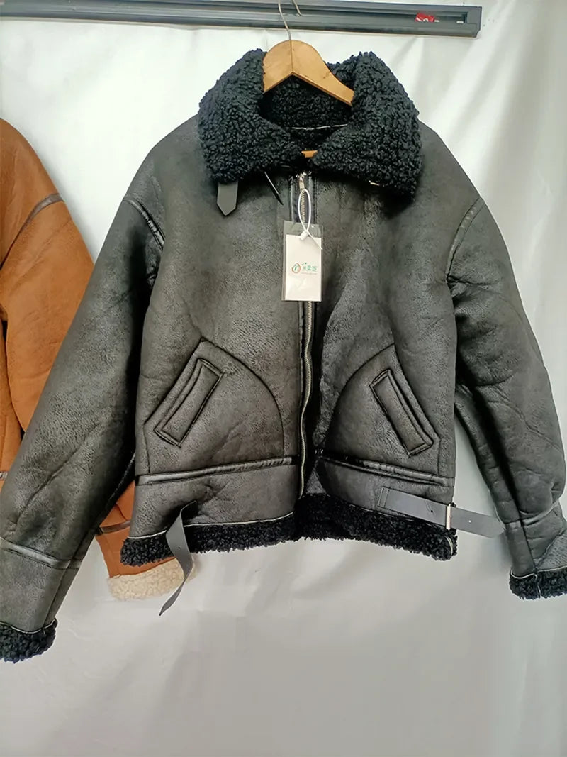 Women’s Faux Fur Shearling Winter Jacket.
