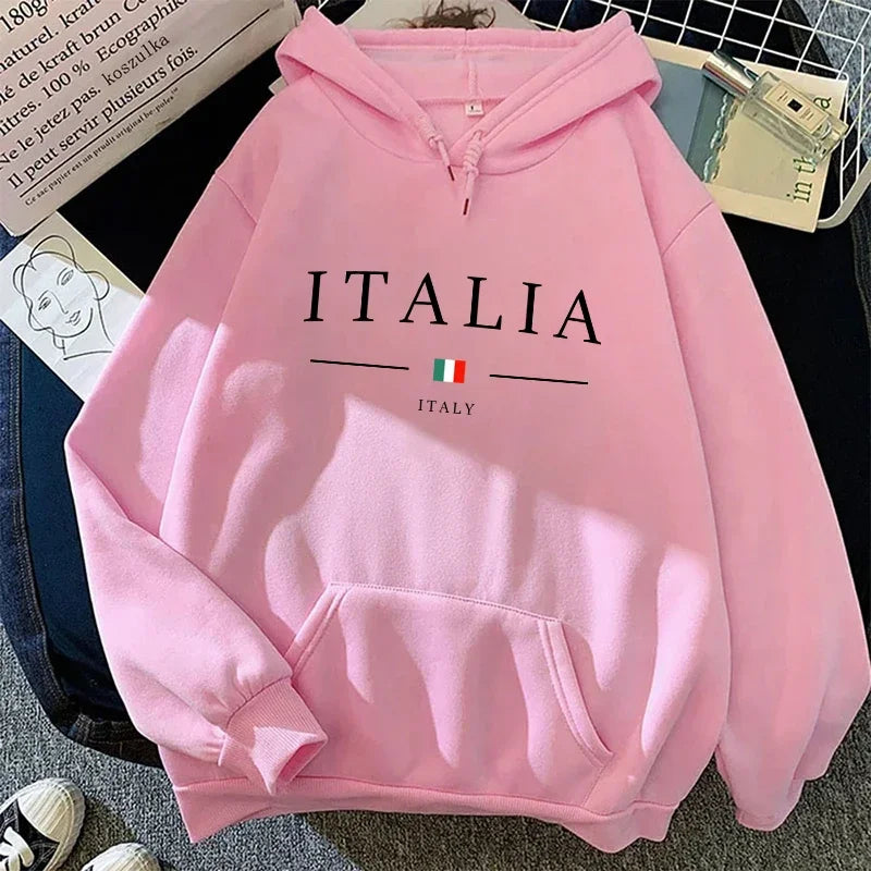 Women’s Italy Print Casual Hoodie