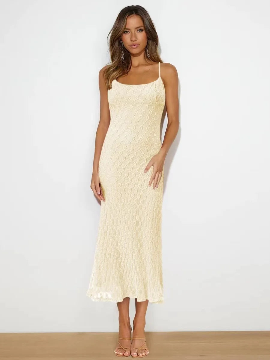 Women’s Solid Color Skinny Dress – Elegant Sexy Evening Gown