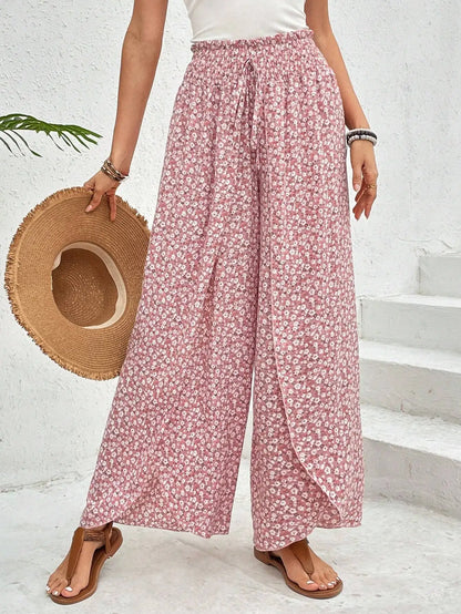 Women’s Summer Floral Wide-Leg Skirt Pants – Fashionable Trousers