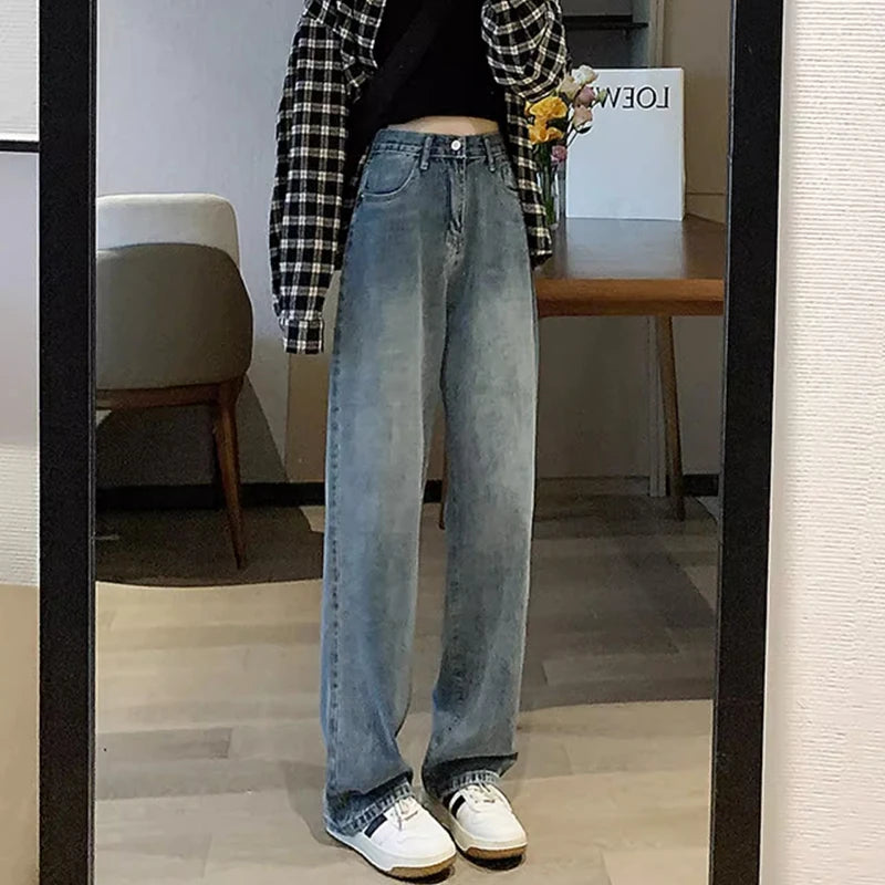 Women’s Vintage Wide-Leg High-Waist Jeans – Denim Pants