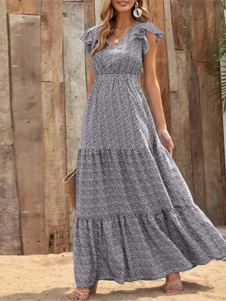 Women’s V-Neck Printed Dress